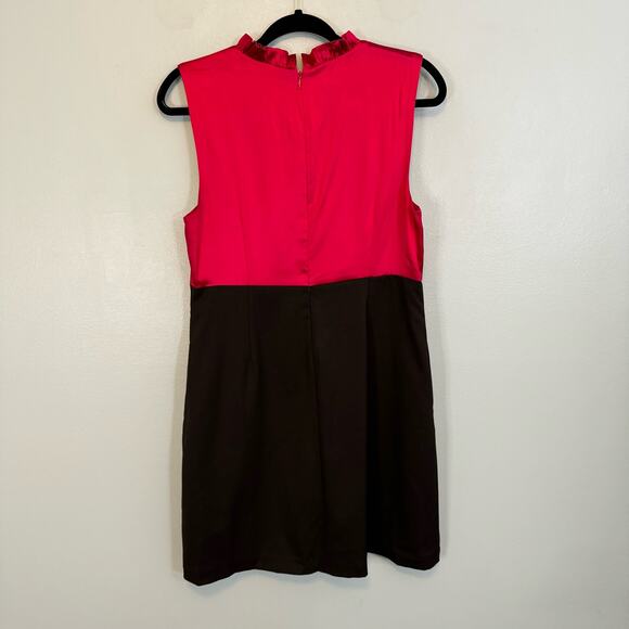 Alice+Olivia Jabot Dress M/L GOSSIP GIRL Waldorf Silk Wool Sleeveless Red Black - Picture 2 of 8